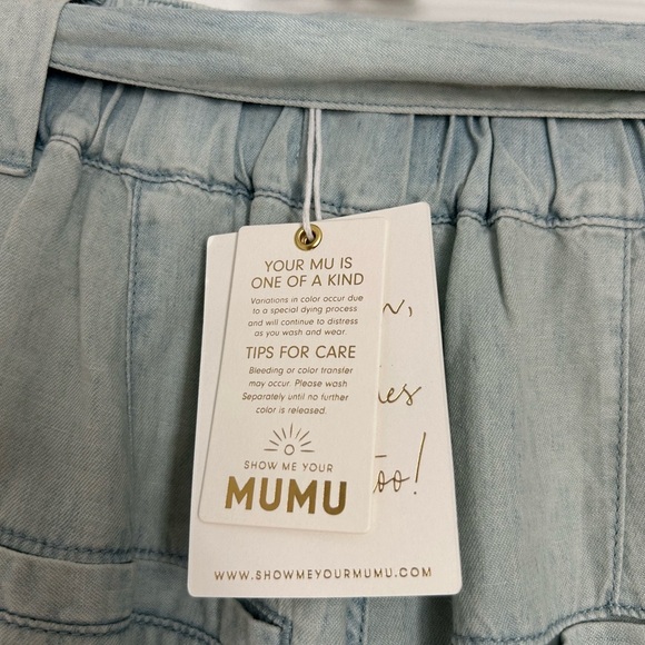 Show Me Your Mumu Lasso Anchor Chambray Wide Leg Pants  size 26 NWT - Picture 11 of 15